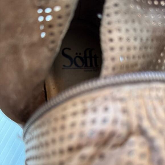 Sofft Chantey light brown stacked heeled boots size 10 women’s side zip closure - Picture 10 of 13